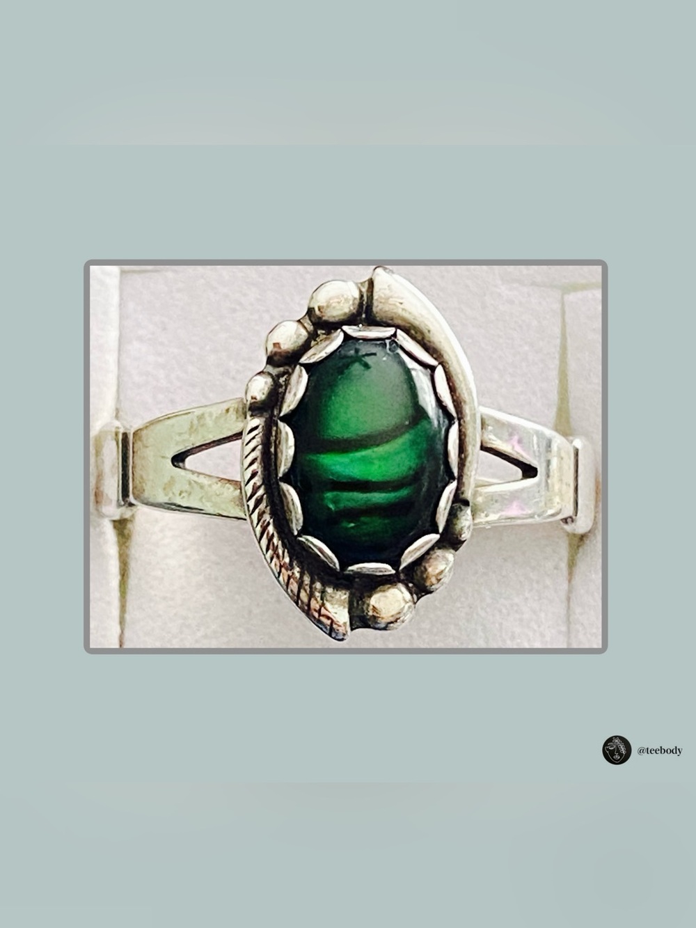 Vintage WMCO Sterling 925 Green Paua Shell Southwestern Ring NWT